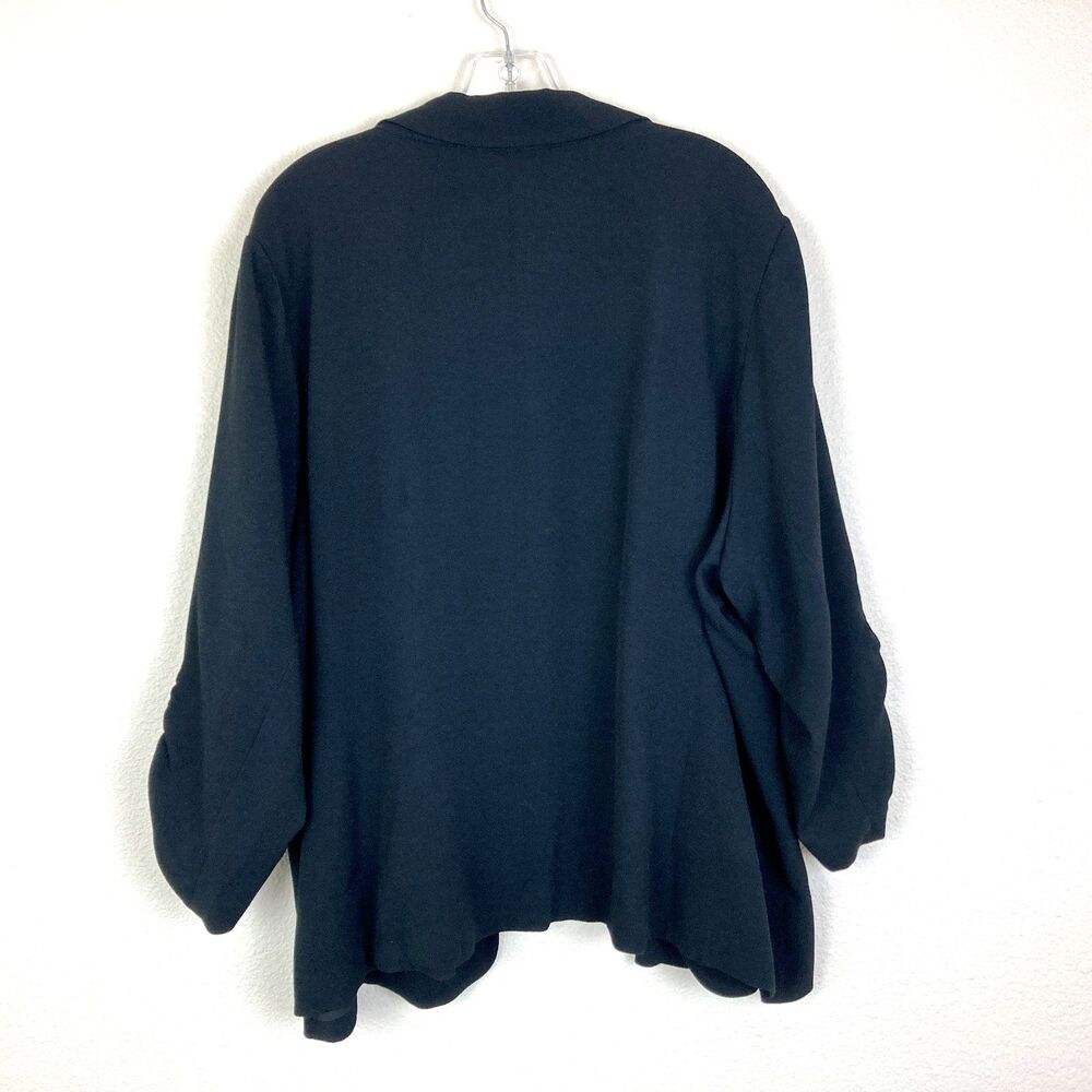 Nordstrom Rack Women's NWT Open Front Blazer Size 3X Black Ruched Sleeve Office - Picture 5 of 6